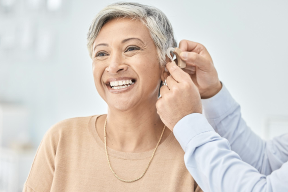 Person being fitted for a hearing aid